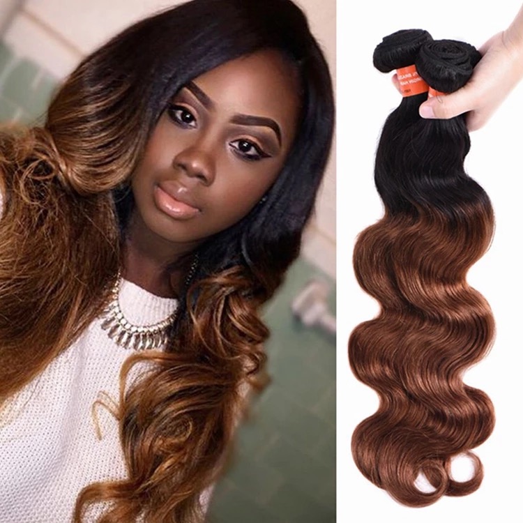 Ombre color body wave human hair weave